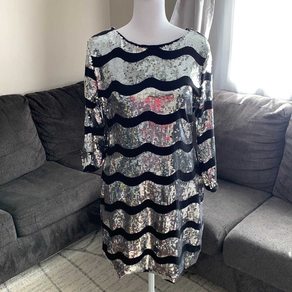 Black and Silver sequin dress